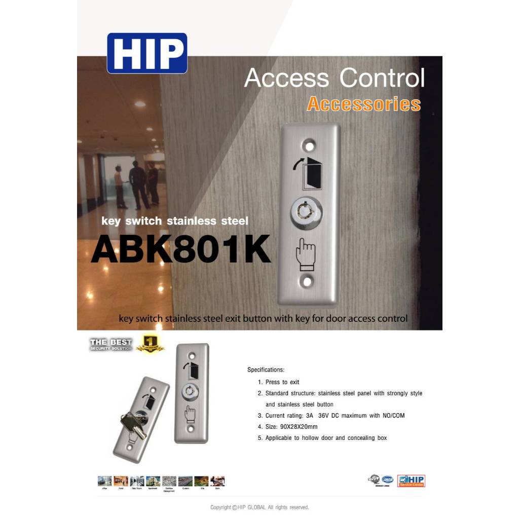 HIP ABK-801K Stainless Steel Key Switch | Shopee Thailand