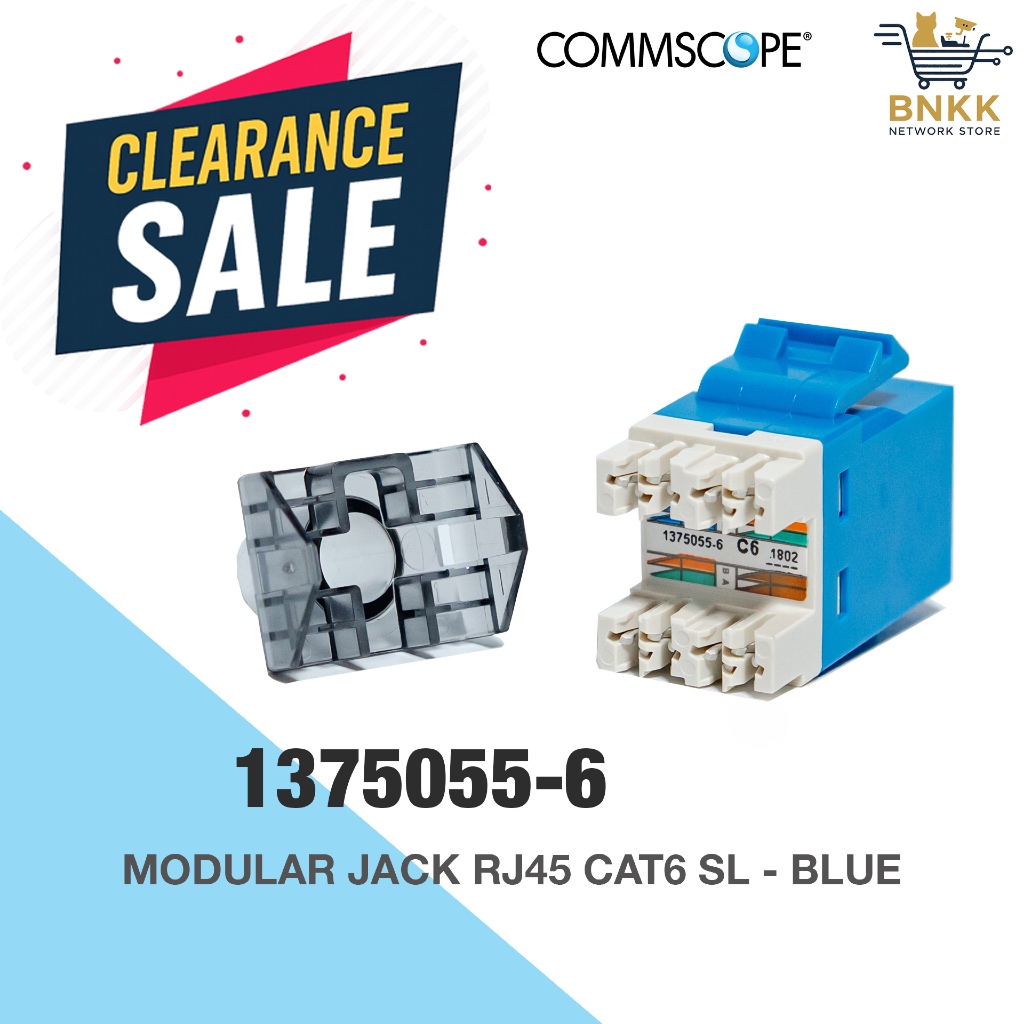 หัวแลน CommScope 1375055-6 RJ45 Jack Cat.6 Keystone สีน้ำเงิน Modular ...