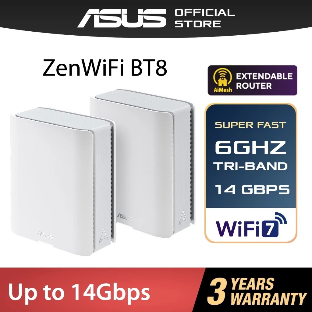 ASUS ZENWIFI BT8 PACK 2 (W-2-PK) MESH Router WI-FI 7 แบบ Tri-band