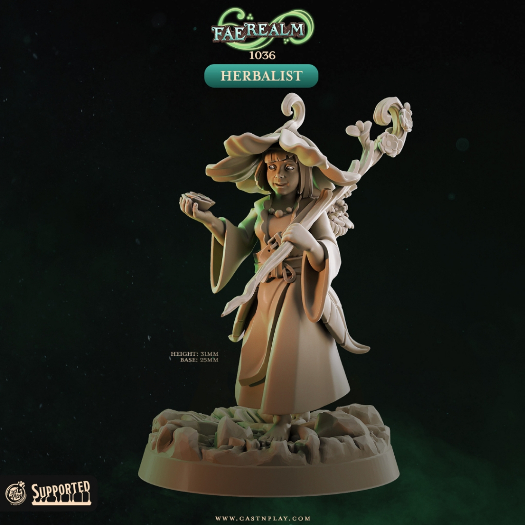 Herbalist - Fae Realm - Humanoid Elf Human / 32mm scale 3D printed ...