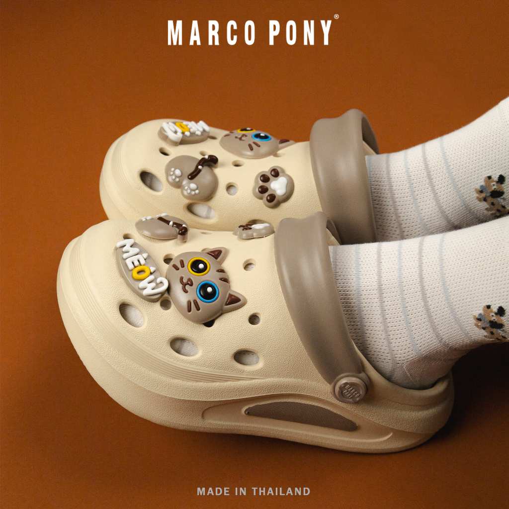 Marco Pony รองเท้ารัดส้นเด็กหัวโตรองเท้าแตะเด็กผู้หญิง แถมตัวติดน่ารัก EVA นุ่มนิ่มใส่สบาย MH9039B