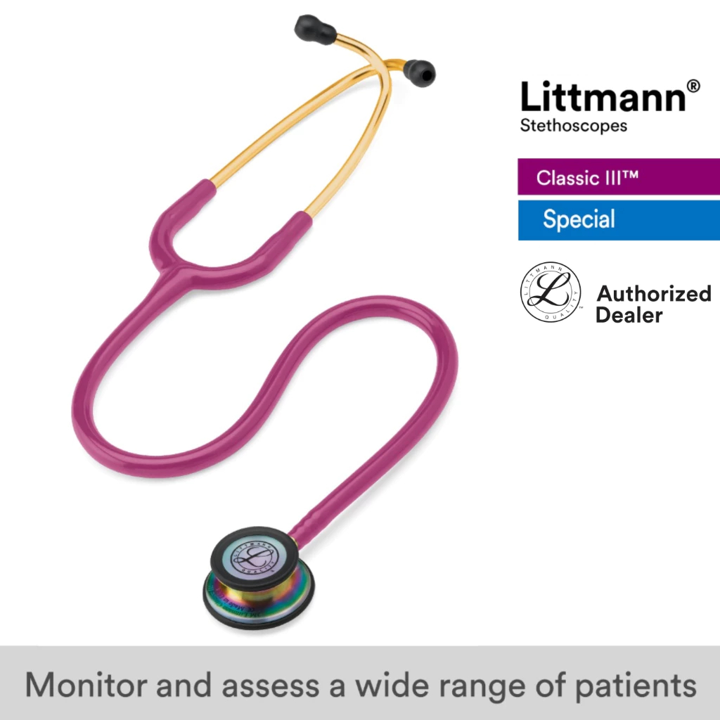 Littmann Classic III 27 inch, #5806 (Raspberry Tube, Rainbow-Finish ...