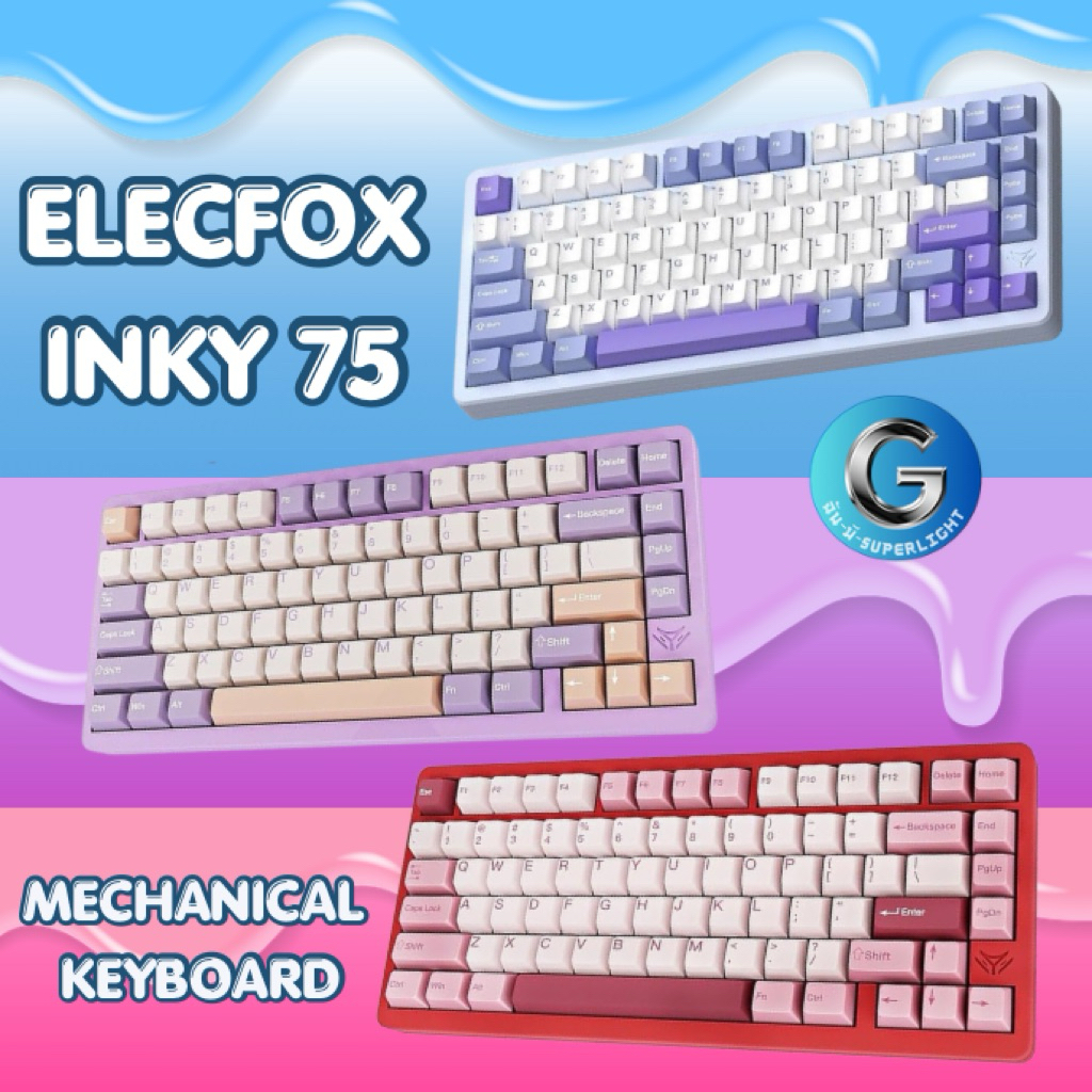 (พร้อมส่งทันที)ELECFOX INKY75คีย์บอร์ดกลไกอลูมิเนียม75%Tri-Mode Gasket ...