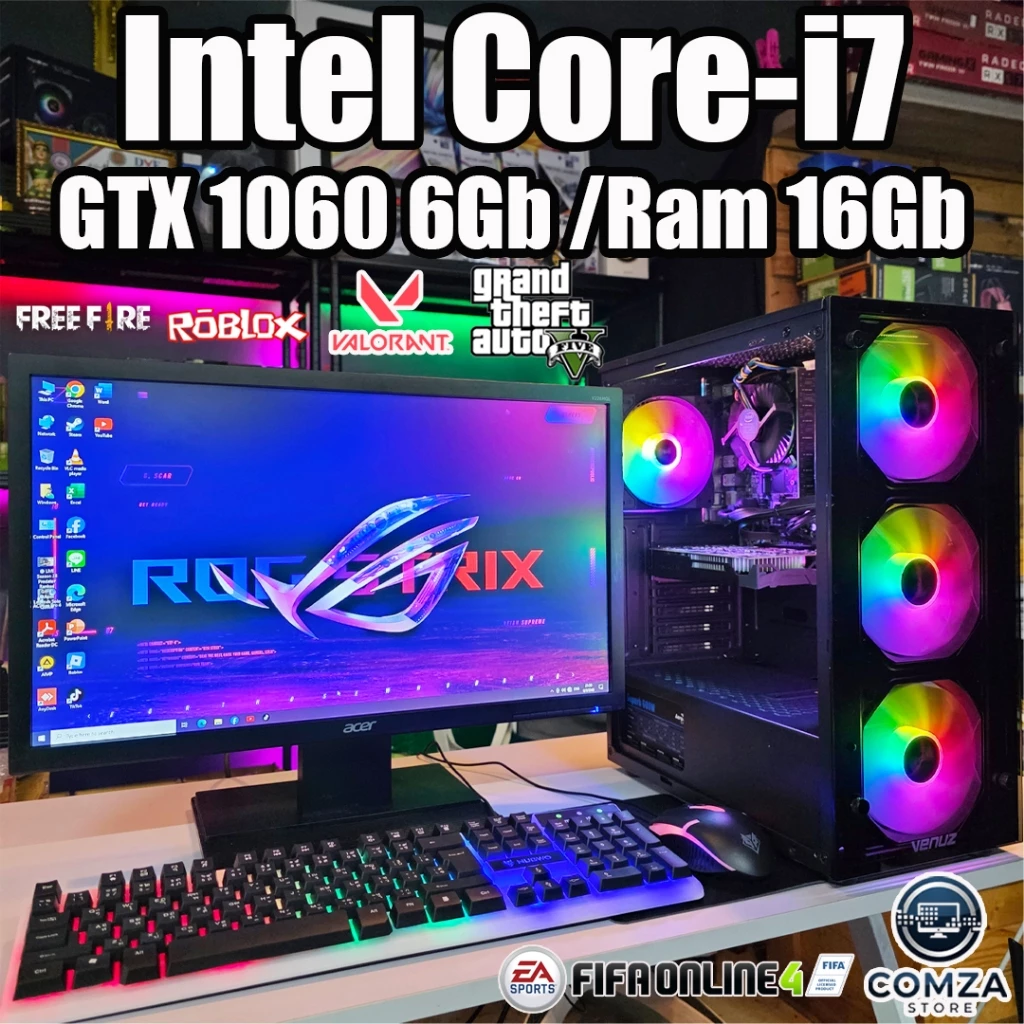 คอมพิวเตอร์ Core-i7 /GTX 1060 6Gb เล่นเกมส์ GTA V /Free Fire /Valorant /Roblox