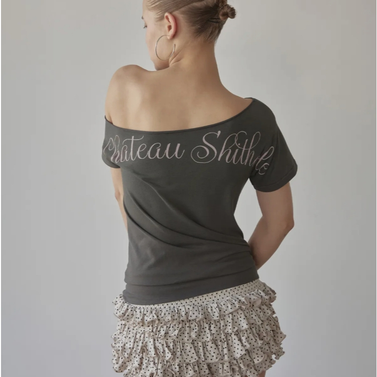 Sculptor Chateau Shithole Tie Tee (Pale Pink, Charcoal) | Shopee