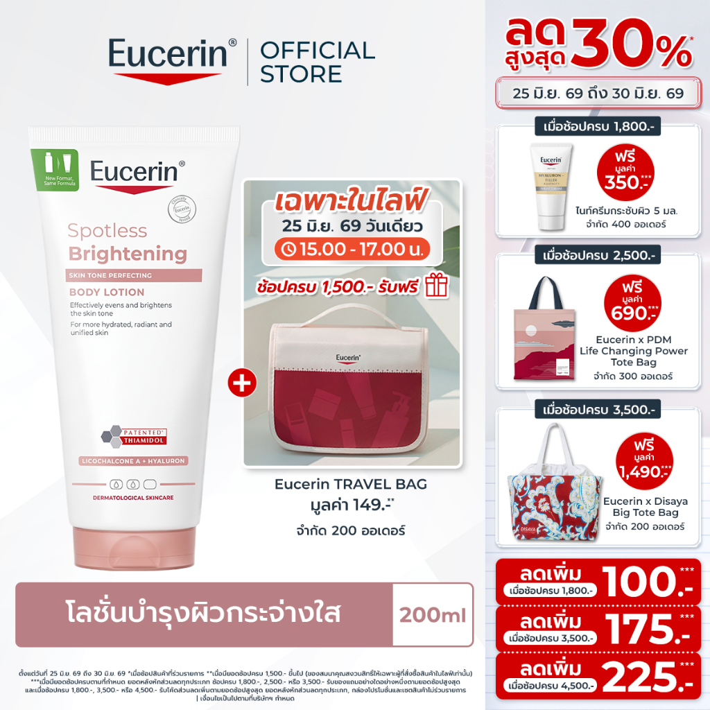 Eucerin SPOTLESS BRIGHTENING THIAMIDOL SKIN TONE PERFECTING BODY LOTION 200ML บอดี้โลชั่นบำรุงผิวกระจ่างใส