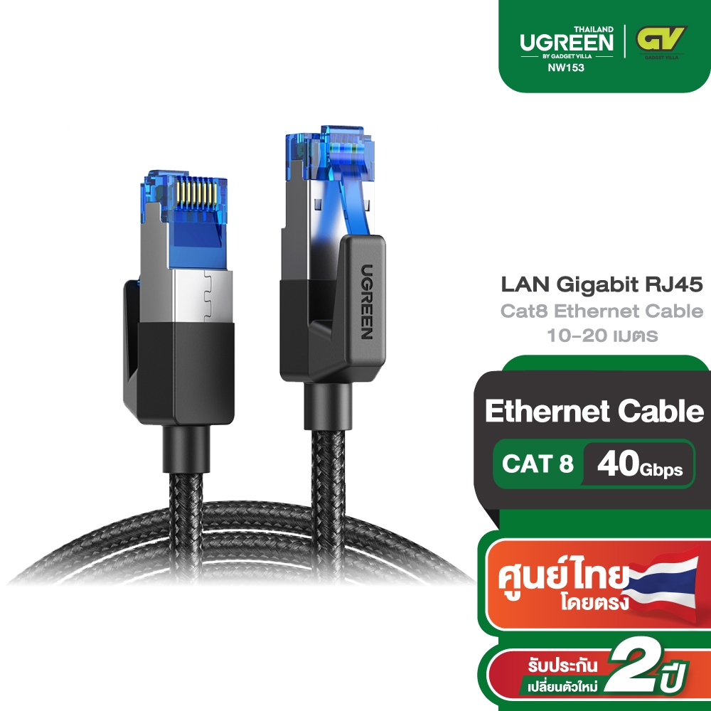 UGREEN รุ่น NW153 สายแลน Cat8 LAN RJ45 Ethernet Cable 2000MHz Bandwidth ...