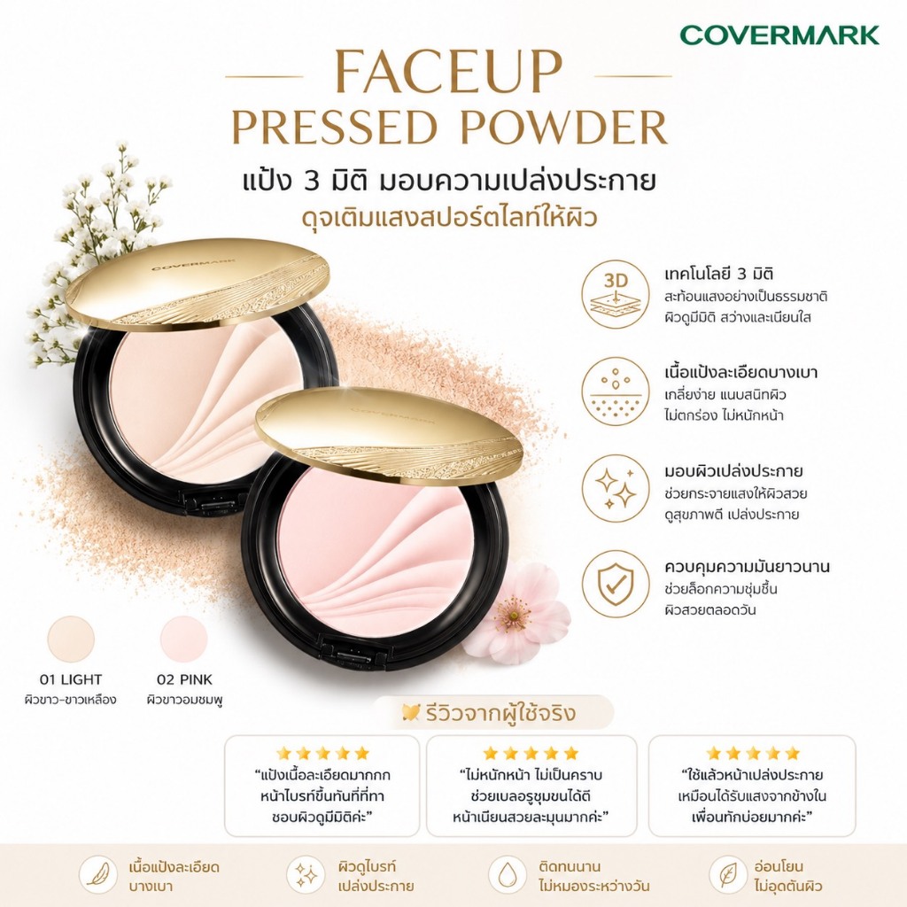 ❤️ไม่แท้คืนเงิน❤️ Covermark Faceup Pressed Powder แป้งฝุ่นอัด