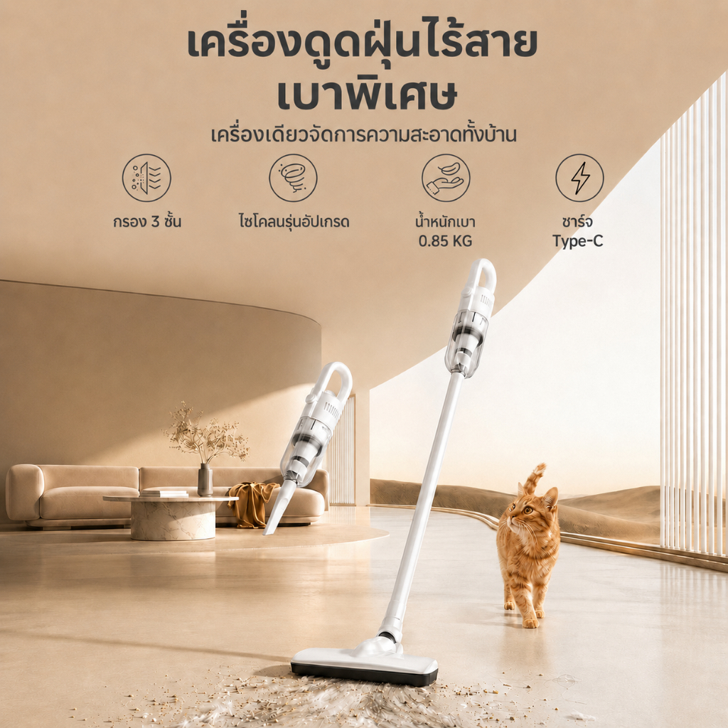 Simplus x PP Krit เครื่องดูดฝุ่นไร้สาย ใช้ในครัวเรือน 8000pa  การกรองประสิทธิภาพสูง 3 ชั้น ชาร์จ Type-C XCQH012