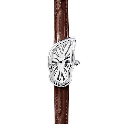 LAPHONT MELTING WATCH SLIM SILVER CASE MENS BAND BROWN