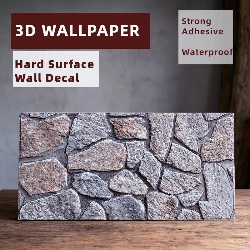 สติกเกอร์วอลเปเปอร์ลายอิฐ PVC 3D Wallpapper แผ่นใหญ่ 30x30cm มีกาวในตัว กันน้ำ ติดผนังคอนกรีต ตกแต่งผนัง