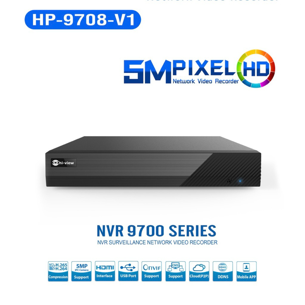 Hi-view HP-9708-V1 NVR 8ช่อง Support 5MP HDD up to 10TB SATA*1 | Shopee ...
