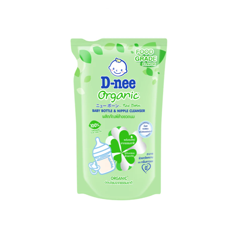 D-nee ดีนี่ ผลิตภัณฑ์ล้างขวดนมเด็ก ออร์แกนิค สูตรอ่อนโยน ถุงเติม 550 มล. แพ็ค 3 สีเขียว ขจัดคราบและกลิ่นคาวนม
