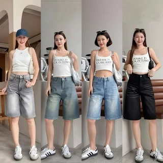 โปรโมชั่น Flash Sale : กางเกงยีนส์ขาสั้น ทรงหลวมขากว้าง เอวสูง กางเกงขากระบอก สไตส์วินเทจ