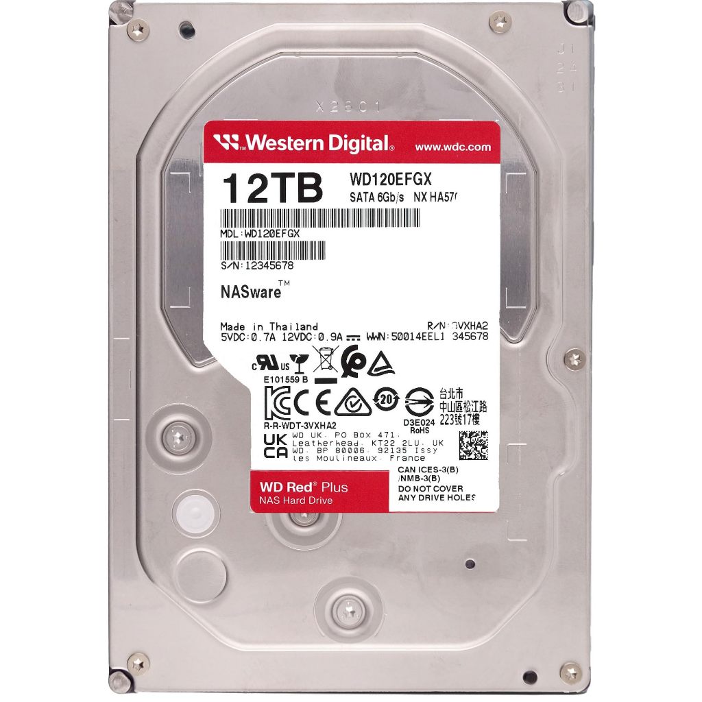 12TB HDD WD RED PLUS (7200RPM, 512MB, SATA-3, (WD120EFGX) | Shopee