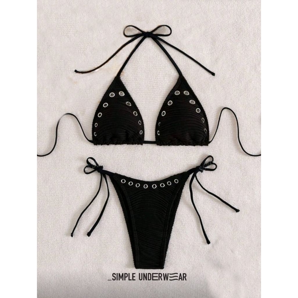 496 Simple Underwear bikini บิกินีสีดำสุดคูลกับดีเทลห่วงเงินรอบตัว ...