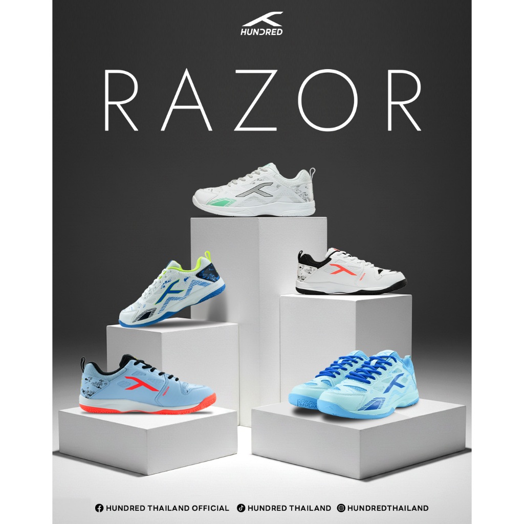 🔥ใหม่ล่าสุด🔥 รองเท้าแบดมินตัน HUNDRED รุ่น RAZOR 🏸 น้ำหนักเบา ใส่สบาย ...