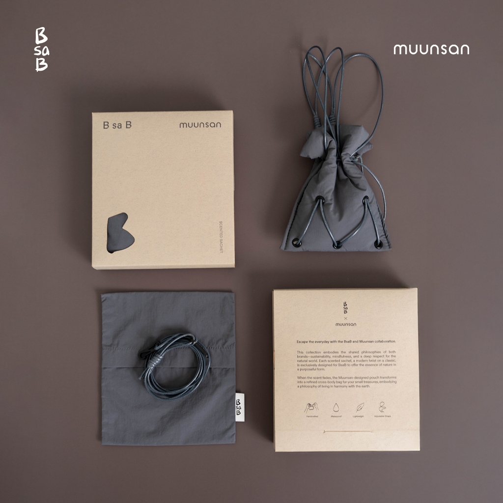 BsaB x Muunsan Scent Sachet Bag Set เซ็ตกระเป๋าสีเทา จะมาคู่กับกลิ่น ...