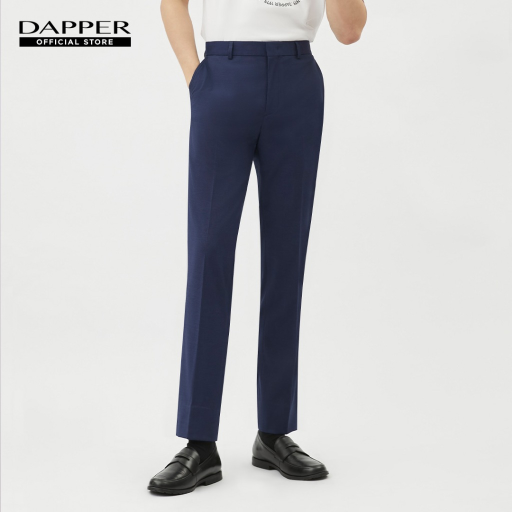 DAPPER กางเกงทำงาน Textured Essential Stretch ทรง Regular-Fit สีกรมท่า ...
