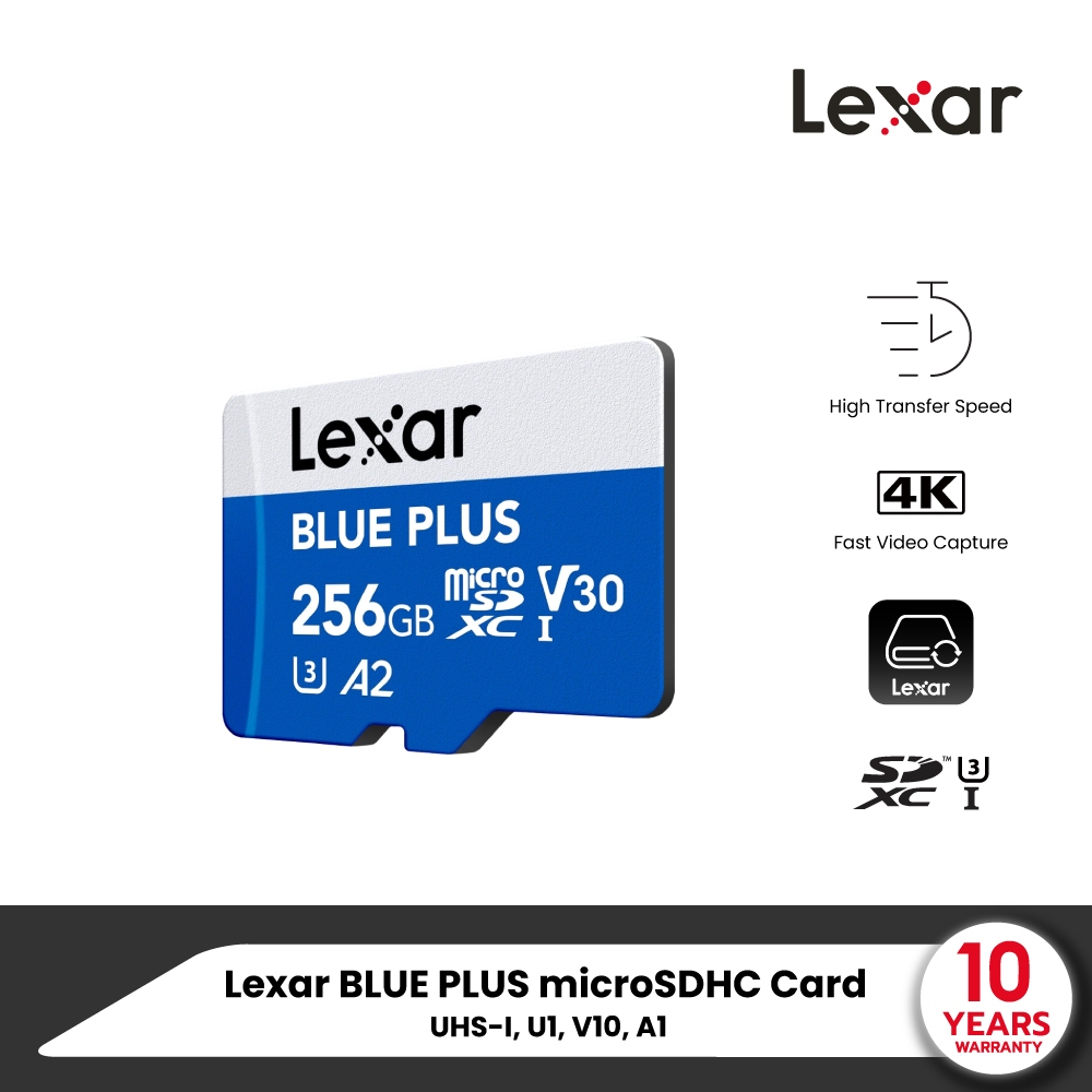 Lexar MicroSD Card BLUE PLUS 256GB (ไมโครเอสดีการ์ด) R170MB/s1 ...