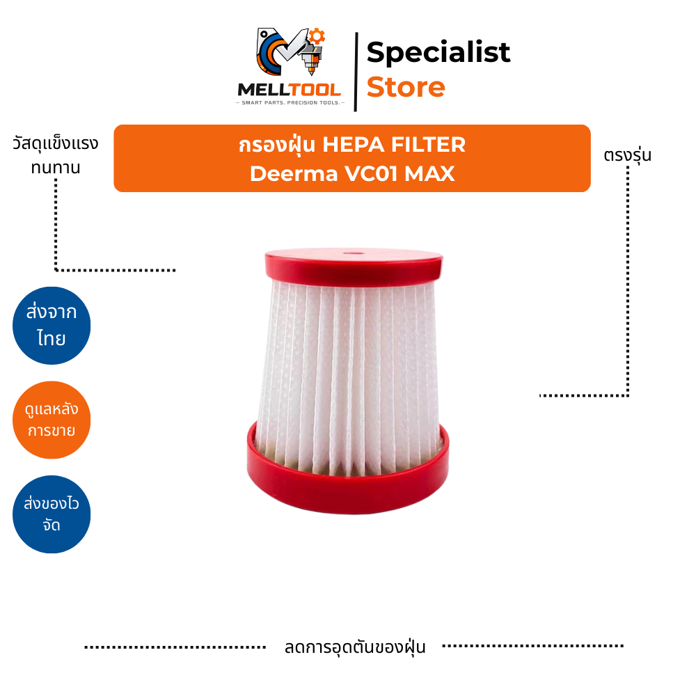 HEPA Filter กรองฝุ่น สำหรับ Deerma VC01 Max | ไส้กรองฝุ่น อะไหล่ทดแทน ...