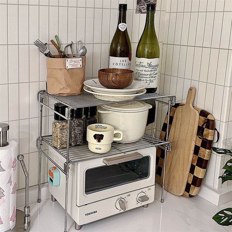 Dear Home ชั้นวางของในครัว ทำจากสแตนเลสหนา สามารถวางซ้อนกันได้เพื่อ ...