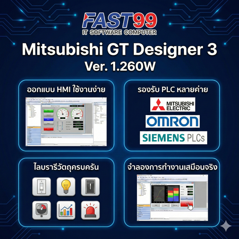 Mitsubishi GT Designer 3 (Ver 1.260W) โปรแกรมเขียนจอ HMI สำหรับ GOT2000 ...