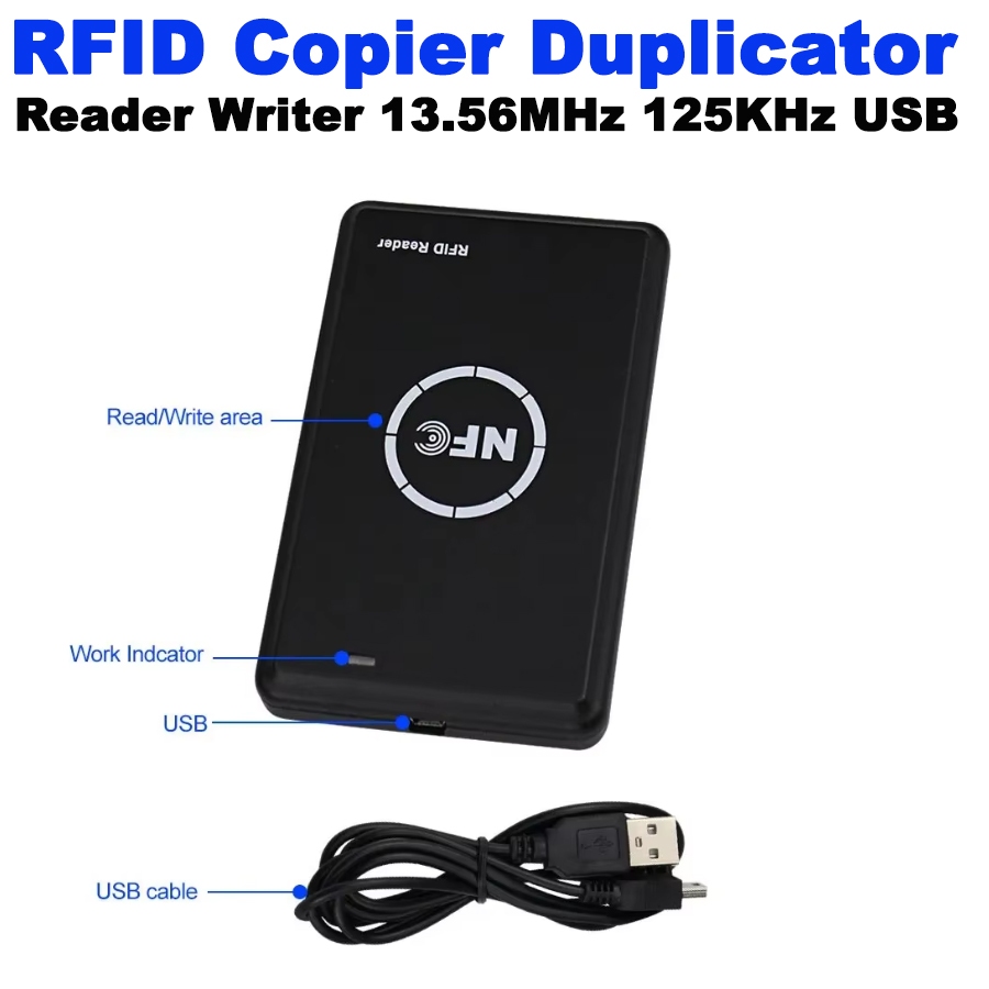 NFC Smart Card Reader Writer 13.56MHz 125KHz USB Programmer RFID Copier ...
