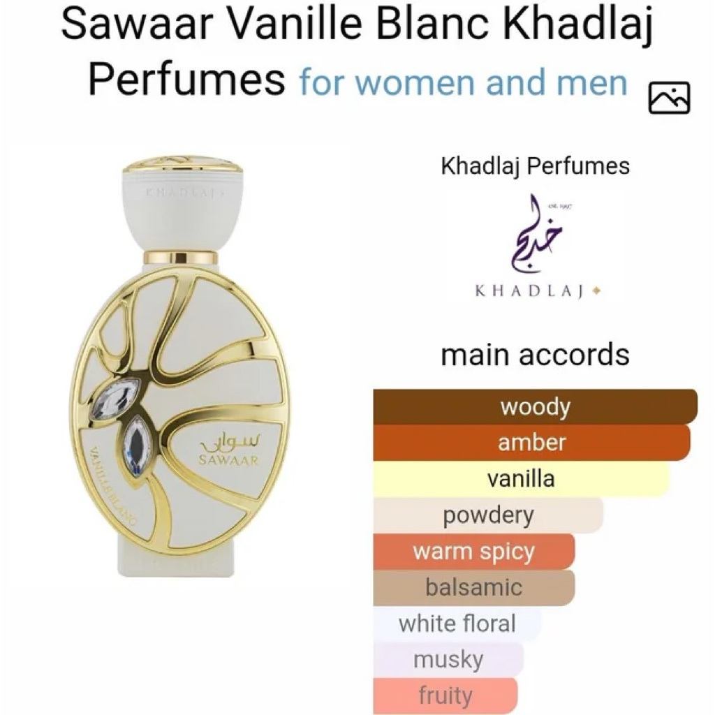Sawaar Vanille Blanc Khadlaj Perfumes for women and men | Shopee Thailand