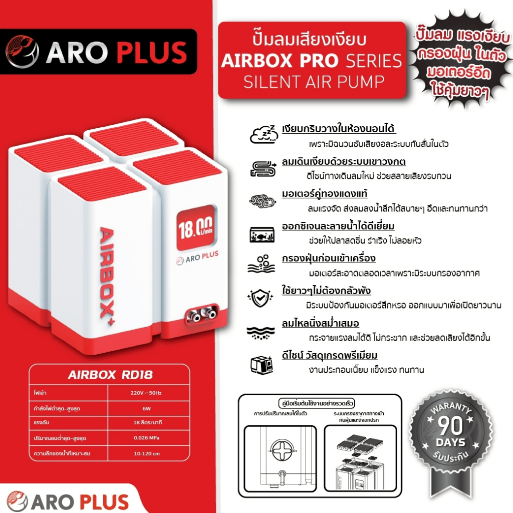 ปั๊มลมตู้ปลาเสียงเงียบ AIRBOX PRO มอเตอร์อึด พร้อมระบบกรองฝุ่นในตัว ...