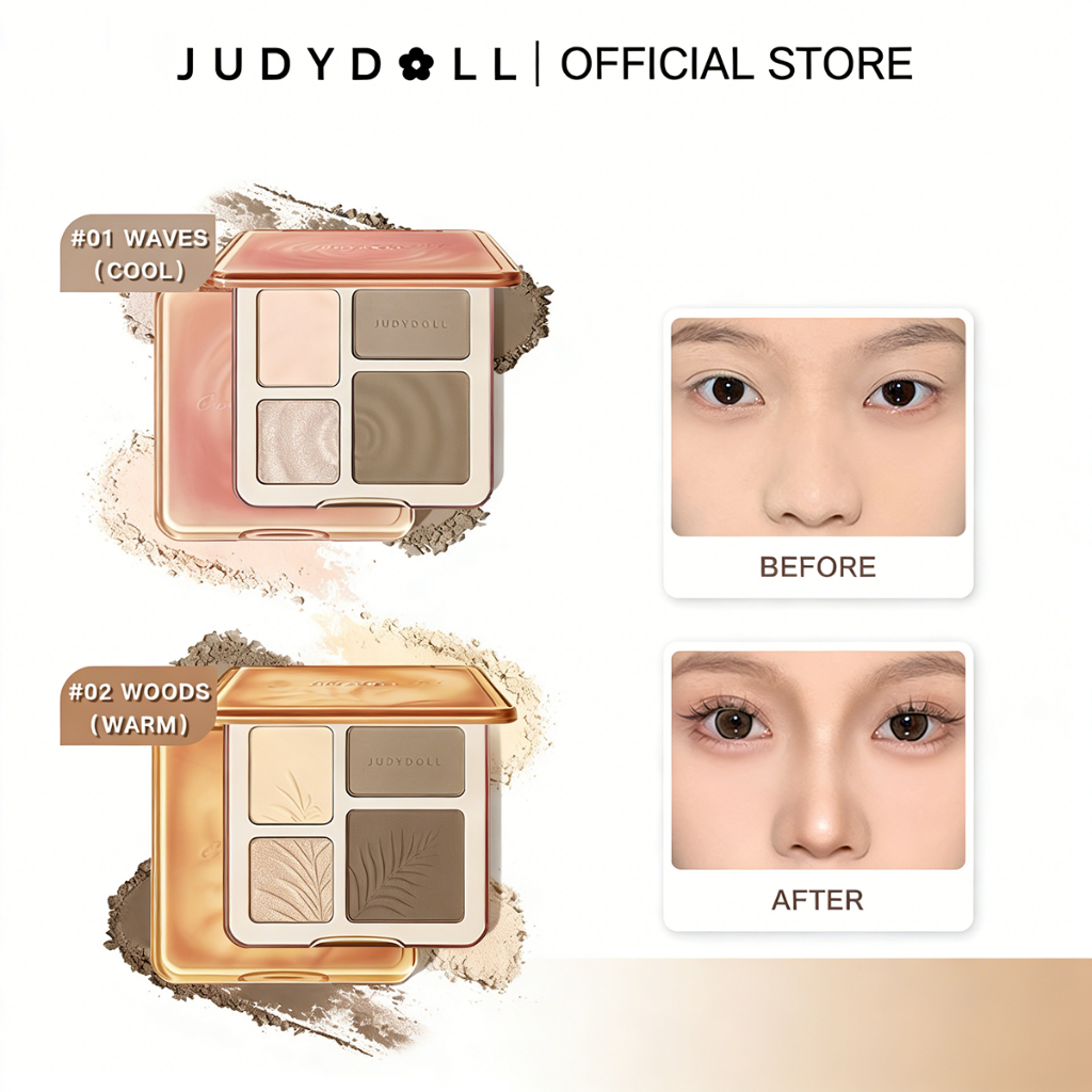 Judydoll Blush Highlight & Contour พาเลทเครื่องสำอาง 3in1 ปรับโครงหน้าให้สวยงาม เนื้อเนียน ติดทนนาน