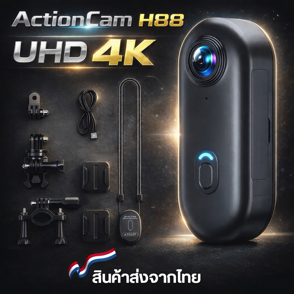 กล้องแอ็คชั่นจิ๋ว H88 ความละเอียดสูงสุด 4K และ 1080P | Shopee Thailand