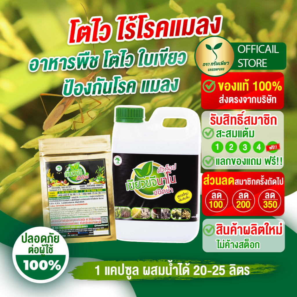 ซื้อ 1ฟรี 1 เขียวขจีตัวท็อป ปุ๋ยนาโน ดูดซึมไว  ป้องกันโรคแมลง เพิ่มผลผลิตพืช เกษตรอินทรีย์