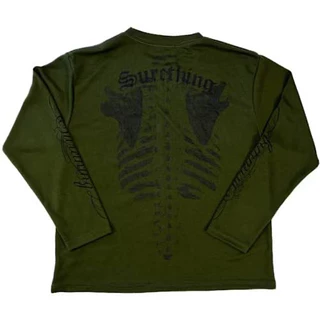 SURETHING WAFFLE BONE L/S TEE - ARMY GREEN