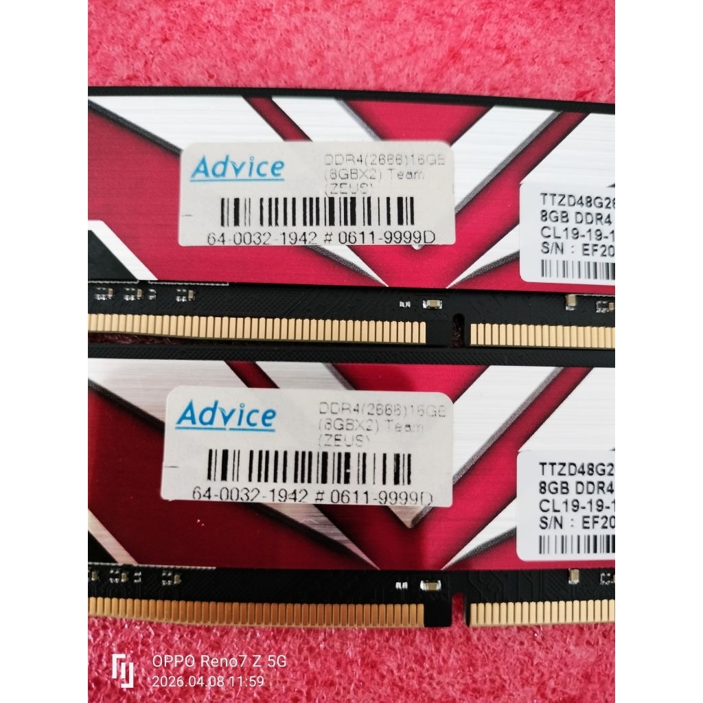RAM 16GB (8G+8G)TEAM ZEUS DDR4 บัส2666MHz ประกัน Advice L-T