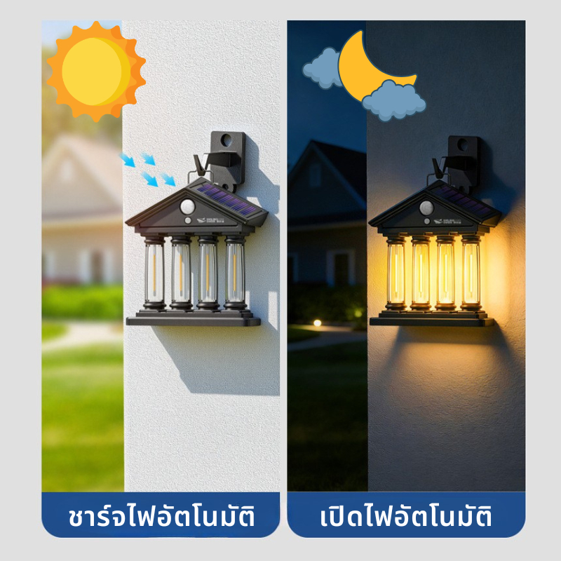 PAE-704 โคมไฟแขวนติดผนัง ไฟโซล่าเซลล์ โคมไฟ ไฟติดผนัง ไฟเซ็นเซอร์ หลอดLED  ใช้พลังงานแสงอาทิตย์ | Shopee Thailand