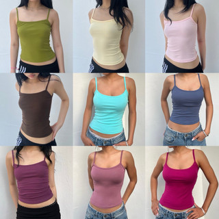 Buarchom สายเดี่ยวเอวสับ (S,M) สีพื้น รวมสี ผ้าคอตตอนspendex พรีเมียม ไม่ย้วย