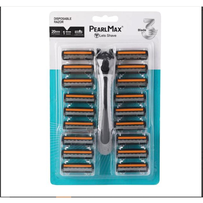 PEARLMAX DISPOSABLE RAZOR มีดโกนหนวด 3 ใบมีด ที่มีหัวเปลี่ยนมาให้มากถึง ...