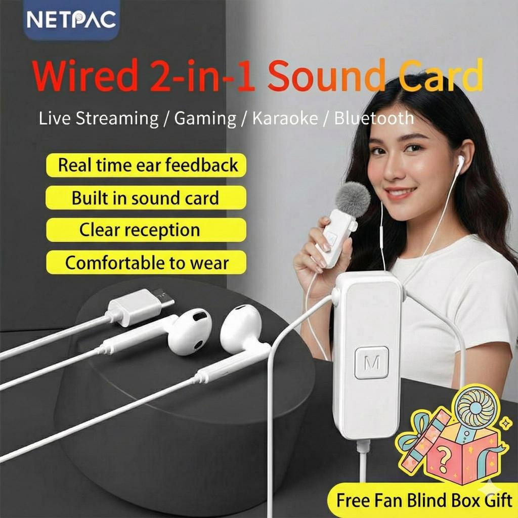 NETPAC K3 การ์ดเสียงพร้อมเอฟเฟคในตัว รองรับหูฟัง ไลฟ์สด และร้องเพลง ...