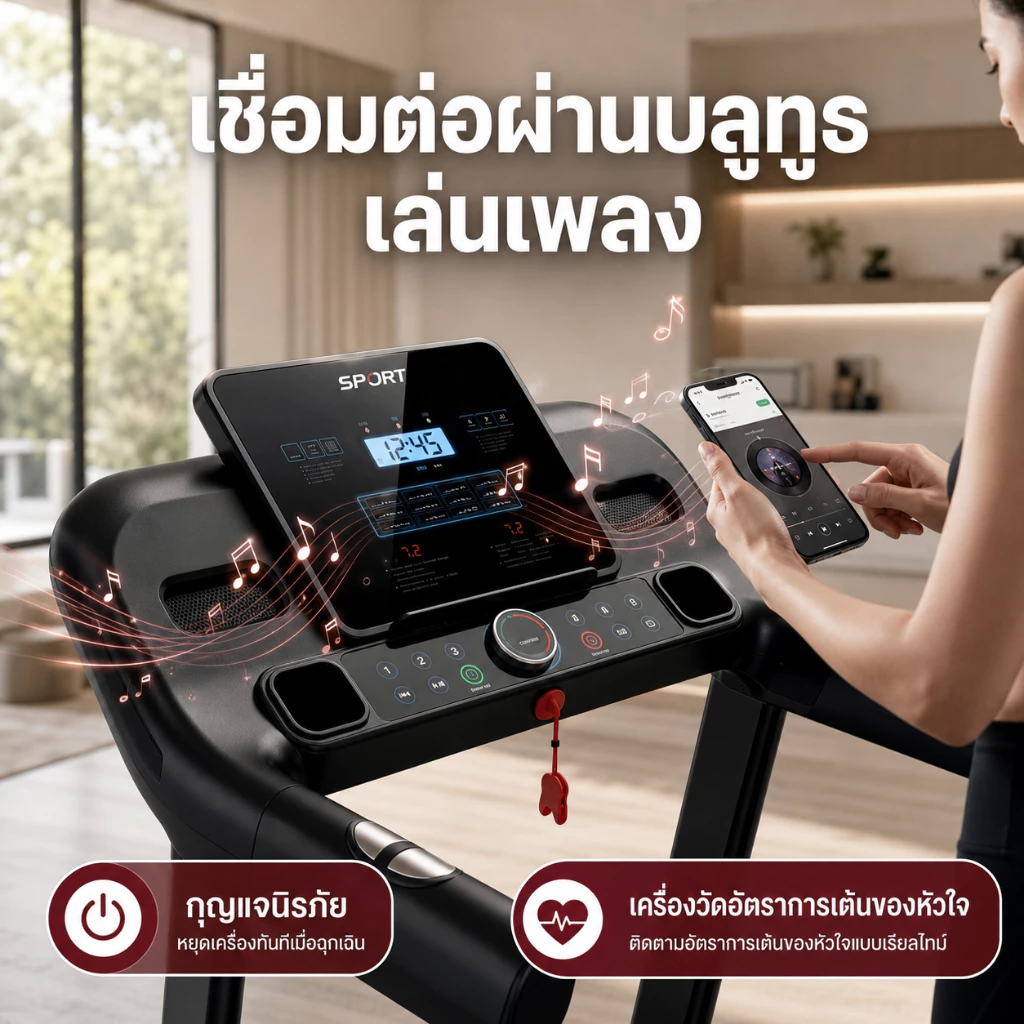 ลู่วิ่งไฟฟ้า JC700 ลู่วิ่ง 5.0HP แรงม้า สามารถปรับความชันได้ ปรับระดับความเร็ว 12ระดับ - รูปที่ 2