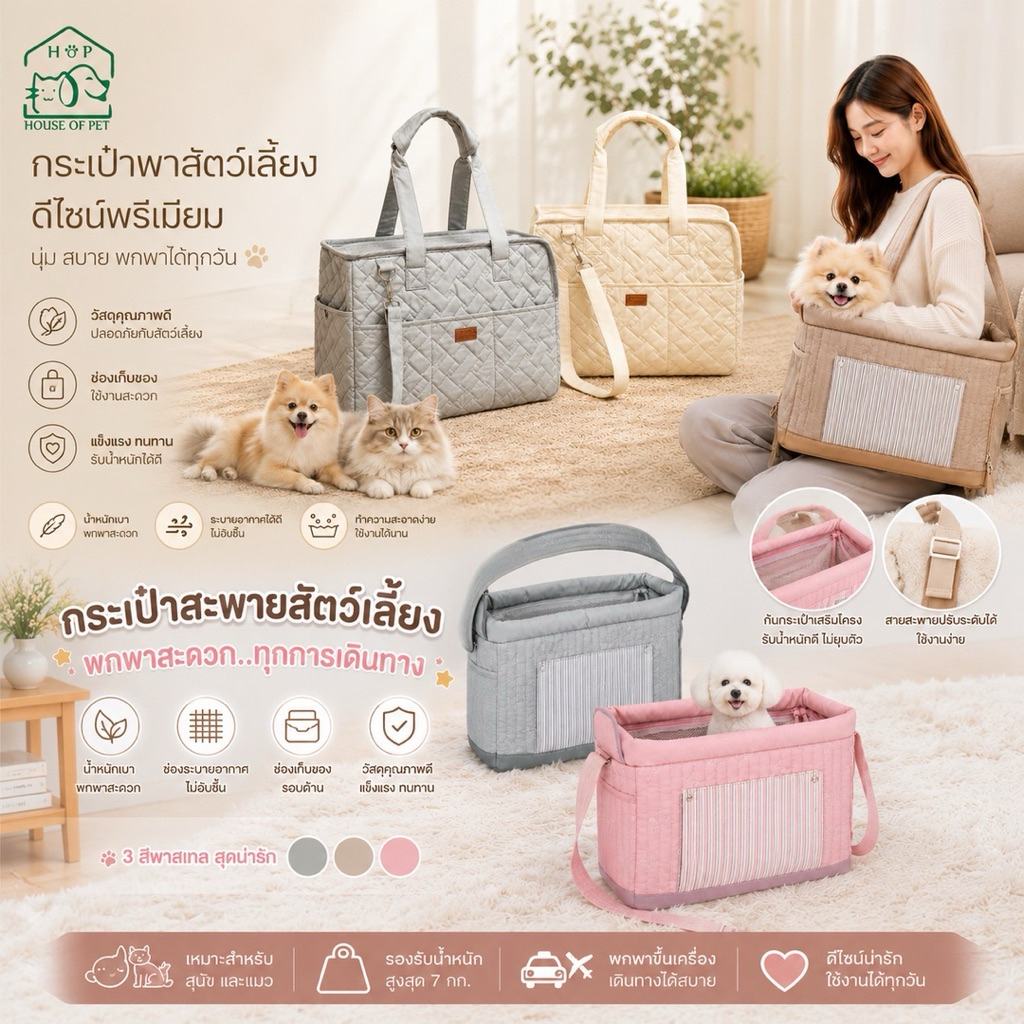 กระเป๋าใส่สัตว์เลี้ยง สุนัขและแมว สะพายไหล่