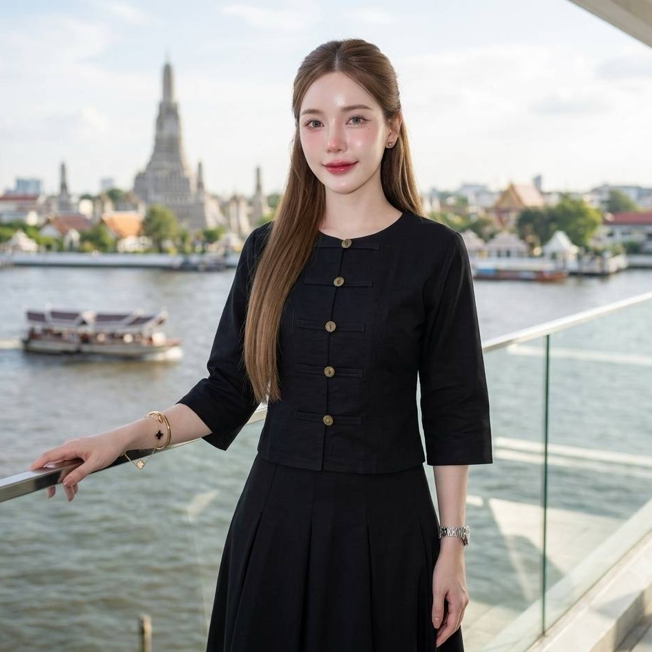 LANNA – เสื้อแขนยาวผ้าไทยกระดุมเหรียญ (รุ่นกาสะลอง) เสื้อผ้าไทยผู้หญิง ผ้าฝ้ายชินมัย ทรงสวยใส่สวยมากค่ะ
