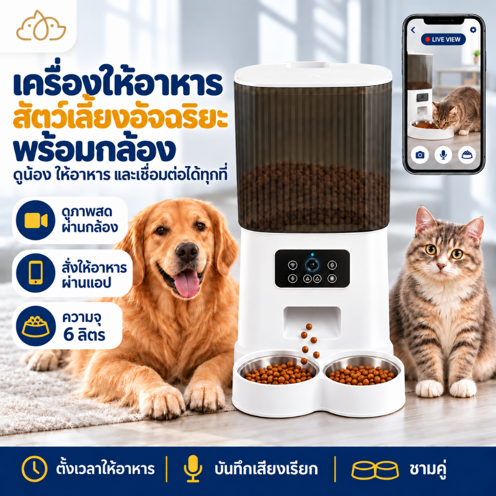4-6L เครื่องให้อาหารสัตว์เลี้ยงอัตโนมัติ