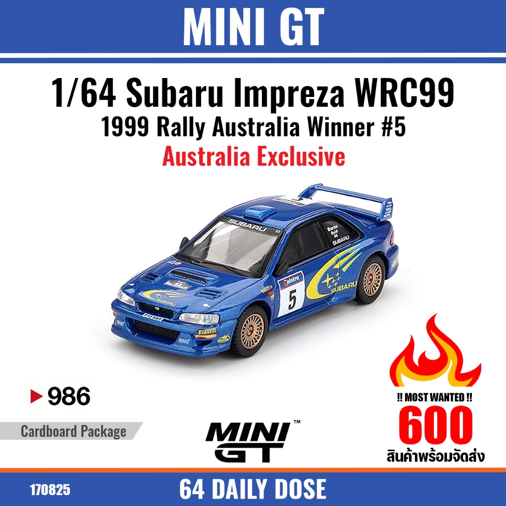 MINI GT : 1/64 Subaru Impreza WRC99 1999 Rally Australia Winner #5 ...