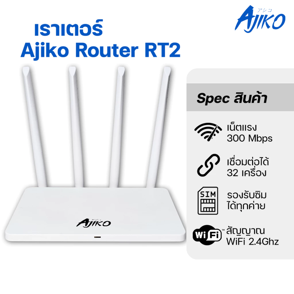 Ajiko เราเตอร์ใส่ซิม 4G 5G ตัวปล่อยสัญญาณ WiFi เร็วแรง routerใส่ซิม WiFi ใช้ซิมเทพได้ รองรับทุกซิม