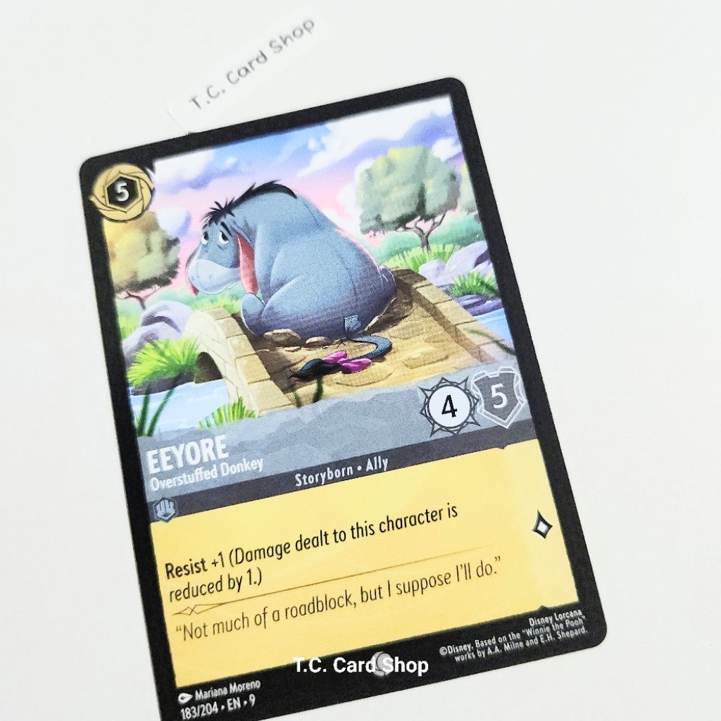 eeyore lorcana card - (Overstuffed Donkey) - 172/204 - Common (Foil) Resist +1 (Damage dealt to this character is reduced by 1.) Lorcana - Fabled - Eeyore