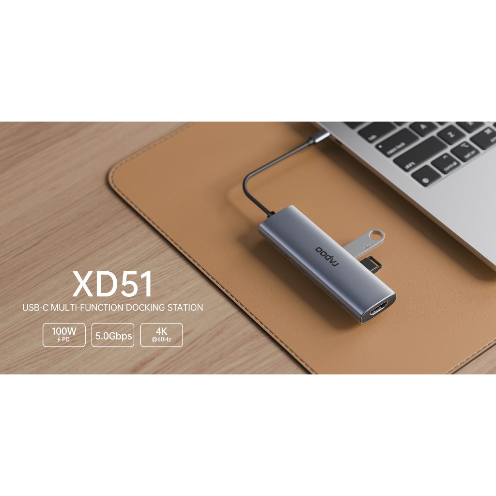 Rapoo XD51 USB-C Hub 5-in-1 รองรับ 4Kx60Hz + PD100W (อินพุต) ฮับ Type-C 5 -in-1 USB3.0 x2 / USB-C x1 อะแดปเตอร์ฮับ | Shopee Thailand