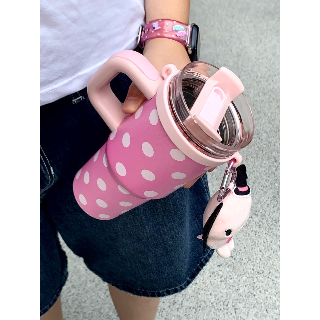 RUBBIE’S ROOM Pink Polkadot Bottle 410 ml (pre-order) แก้วน้ำเก็บความ ...