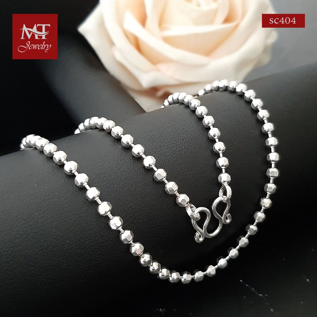 MT สร้อยคอเงินแท้ บอลตัด งานไทย หนา 3.5 มม ยาว 16 18 20 24 นิ้ว Chain ...