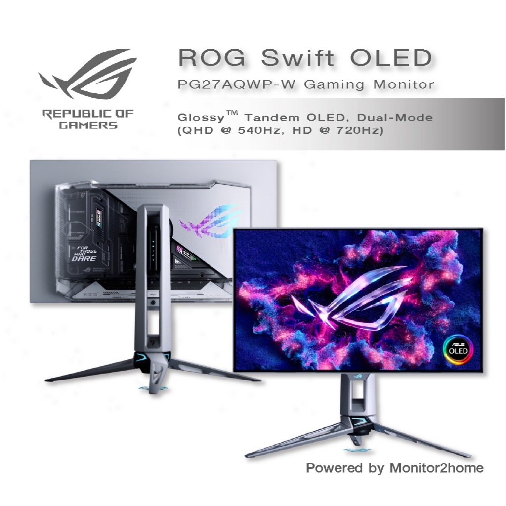 Asus ROG Swift OLED PG27AQWP-W Gaming Monitor Glossy™ Tandem OLED, Dual ...